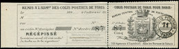 COLIS POSTAUX DE PARIS  (N° Et Cote Maury) - Colis Postaux De Paris 25c. Noir, Type Armoiries De 1892 Avec Récépissé "RE - Autres & Non Classés