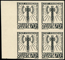 (*) Spécialités Diverses - SERVICE 5 : 70c. Gris-noir, BLOC De 4 Bdf, NON DENTELE, TB - Neufs