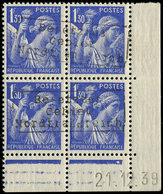 ** Spécialités Diverses - GUERRE COUDEKERQUE Poste N°434 : 1f30 Bleu, BLOC De 4 CD 21/12/39, Lég. Adh., TB, Signé Behr - Autres & Non Classés