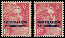 ** Spécialités Diverses - JERUSALEM 3 : 20m S. 6f. Rose Carminé, Surch. T I Et T II, TB - Guerre (timbres De)