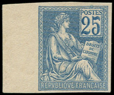 (*) VARIETES - 114d  Mouchon, 25c. Bleu, NON DENTELE Bdf, TB - Nuovi