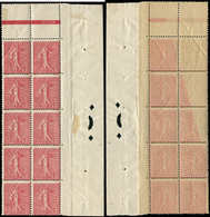 ** VARIETES - 129e  Semeuse Lignée, 10c. Rose, RECTO-VERSO, BLOC De 10 Cdf, 4 Ex. RECTO-VERSO Partiel, TB - Neufs