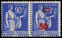 * VARIETES - 482b  Paix, 50 S. 90c. Bleu, Tenant à Non Surchargé, TB - Nuovi