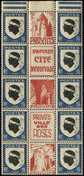 ** VARIETES - 755   Corse, 10c. Outremer Et Noir, BLOC De 10 Interpanneau, Pub PROVINS En Brun-rouge, Bdf, TB - Neufs