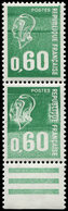 ** VARIETES - 1814   Béquet, 0,60 Vert, Impression DEFECTUEUSE, PAIRE Bdf, TB. J - Neufs