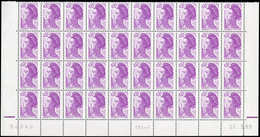 ** VARIETES - 2184a  Liberté, 0,50 Violet, Papier COUCHE, BLOC De 40 Bas De Feuille TD6-7, CD 23/3/89 + RE, Un Ex. Presq - Neufs