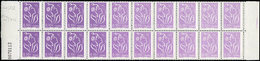 ** VARIETES - 3732a  Lamouche, 0,10 Violet-rouge, ITVF, BLOC De 20 Avec Bords, Impression DETRUITE Allant à Normale, TB. - Neufs