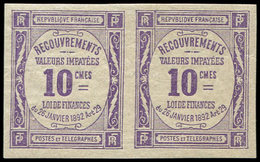 ** NON DENTELES - Taxe 44  10c. Violet, PAIRE, TB - Non Classés