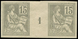 (*) ESSAIS DE COULEURS NON DENTELES - 117   Mouchon, 15c. Gris, PAIRE Mill.1, TB - Autres & Non Classés