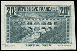 (*) ESSAIS DE COULEURS NON DENTELES - 262A  Pont Du Gard, 20f. Chaudron, T I, ESSAI En Gris-bleu, NON DENTELE, TB - Altri & Non Classificati