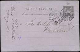 Let ENTIERS POSTAUX - Sage, 10c. Noir, CP N°G5 Obl. EXPOSITION UNIVelle/1889 22/10/89, Pour WIESBADEN, TB - Altri & Non Classificati