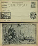 Let ENTIERS POSTAUX - Sage, 10c. Noir, CP Avec Repiquage Illustré, Souvenir De L'Expo De 1900, TB - Altri & Non Classificati