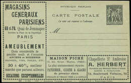 Let ENTIERS POSTAUX - Sage, 10c. Noir, CP TSC N°G35g11, Laffaille, S. 20, Superbe - Autres & Non Classés