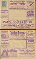 Let ENTIERS POSTAUX - Sage, 15c. Bleu, Env. Annonces TSC N°J78g, S. 45, Superbe - Autres & Non Classés