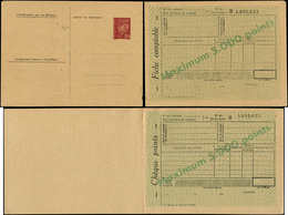 Let ENTIERS POSTAUX - Pétain, 1f20 Brun, CP De Service N°D9b, Chèques Points Textiles 5000 Pts, Burelage Vert, Superbe - Autres & Non Classés