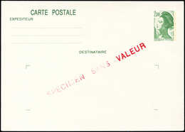 Let ENTIERS POSTAUX - Liberté De Gandon, 2,00 Vert, CP N°I1, Surcharge SPECIMEN SANS VALEUR Partiellement Effacée, TB - Altri & Non Classificati