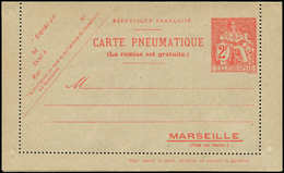 Let ENTIERS POSTAUX - Chaplain, 2f. Rouge-orange, CL Pneu N°Q3, Plan De Marseille, Papier Azuré, Superbe - Pneumatici