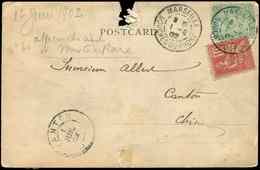 Let LETTRES DU XXe SIECLE - N°116 + 2m. D'Egypte Obl. MARSEILLE 1/6/02 Sur CP Défse, Arr. CANTON Le 1/7, B/TB - Storia Postale