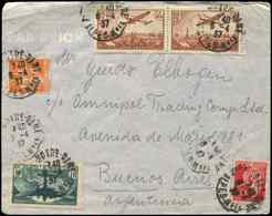 Let LETTRES DU XXe SIECLE - N°321, 283, 286 Et PA 13 Paire Obl. NICE 6/4/37 Sur Env. Par Avion, TB - Lettres & Documents