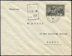 Let LETTRES DU XXe SIECLE - N°448 Obl. Càd TOUL 5/3/40 S. Env., Griffe Encadrée "TOUL/BP 0f30/VISA, Affr. En Numéraire,  - Storia Postale