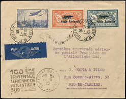 Let LETTRES DU XXe SIECLE - PA 1/2 2f. Et 5f. + N°12 Obl. Càd BORDEAUX AVION R.P. S. Env. Pour RIO De JANEIRO, TB - Lettres & Documents