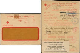 Let Guerre 1939/1945 - Message Croix-Rouge France-Italie Avec Son Env. De Réexp., Paris 1943, Tache Au Recto, TB - Guerre De 1939-45