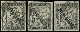 DIEGO SUAREZ Taxe 3, 7 Et 11 : 1c., 5c. Et 30c. Noir De 1892, Obl., TB - Autres & Non Classés