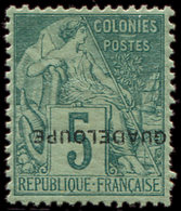 * GUADELOUPE 17c : 5c. Vert, Surcharge RENVERSEE, TB - Autres & Non Classés