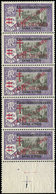 ** INDE 207 : 15ca. Sur 6fa.6ca. Violet Et Noir, FRANCE LIBRE, BANDE De 5 Bdf, PLI ACCORDEON, TB - Altri & Non Classificati