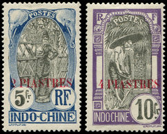 * INDOCHINE 88/89 : 2pi. Sur 5f. Bleu Et 4pi. Sur 10f. Violet, TB. Br - Autres & Non Classés