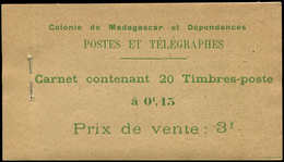 MADAGASCAR Carnet 6 : 15c. Vert Et Vert-jaune, Carnet De 20, TB, Cote Et N° Maury - Sonstige & Ohne Zuordnung