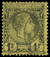 MONACO 9 : 1f. Noir Sur Jaune, Charles III, Obl., TB - ...-1885 Precursori