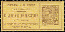 (*) MONACO Téléphone 1 : 50c. Brun Sur Jaune-or, TB - Telefono