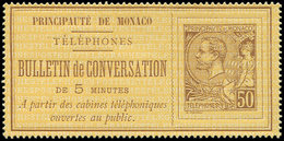 (*) MONACO Téléphone 1 : 50c. Brun Sur Jaune-or, TB - Téléphone