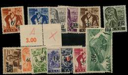 * SARRE 216A/228A : La Série, Papier Jaunâtre, TB - Unused Stamps