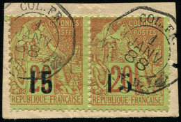 SENEGAL 5e Et 5f : 15 Sur 20c. Brique Sur Vert, T VI Et VII Se Tenant, Obl. S. Fragt, TB - Altri & Non Classificati