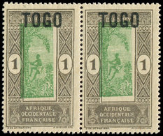 * TOGO 101 : 1c. Gris Et Vert, Centre DEPLACE, En PAIRE, TB - Autres & Non Classés