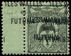 * WALLIS ET FUTUNA 1b : 1c. Noir Sur Vert, QUADRUPLE Surcharge Dont Une RENVERSEE, Bdf, TB - Nuovi