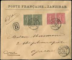 Let ZANZIBAR France N°129/30 En PAIRES Obl. ZANZIBAR 31/7/04 S. Env. Rec., Arr. En Corse Le 29/8, Dernier Jour Du Bureau - Storia Postale