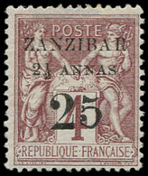 * ZANZIBAR 14b : 2 1/2a. Et 25 Sur 4c. Lilas-brun T III, TB, Certif. Behr - Lettres & Documents