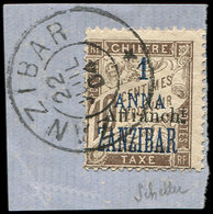 ZANZIBAR 69a : 1a. Sur 10c. Brun, "Affrt" Au Milieu Du T., Obl. S. Fragt, TB. S - Storia Postale