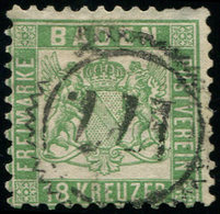 ALLEMAGNE (ANCIENS ETATS) BADE 20 : 8k. Vert, Obl., TB - Other & Unclassified