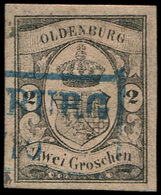 ALLEMAGNE (ANCIENS ETATS) OLDENBOURG 7 : 2g. Noir Sur Rose, Obl., Grandes Marges, TTB - Oldenburg