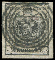 AUTRICHE 2 : 2K. Noir, Obl. Cercles Concentriques (Lombardo-Venetie), Rare Et TB - Altri & Non Classificati