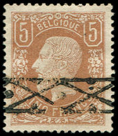 BELGIQUE 37a : 5f. Brun-pâle, Obl. Roulette, TB - Other & Unclassified