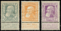 ** BELGIQUE 78/80 : 50c. Gris, 1f. Jaune Et 2f. Violet, TB - Altri & Non Classificati