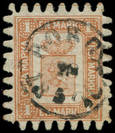 FINLANDE 10 : 1m. Brun-rouge, Perçage III, Obl. Càd, Infime Trace De Plume, TB - Unused Stamps