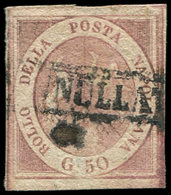 ITALIE (ANCIENS ETATS) DEUX SICILES 7 : 50g. Rose Obl., Tache D'encre, Sinon TB - Napoli