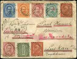 Let ITALIE 12, 13 (2), 33, 34 (2), 35 Et 36, Tous Obl. Cercles De Barres S. Env. Rec. Pour LUCKAU, Càd ROMA 2/5/88, TB - Storia Postale