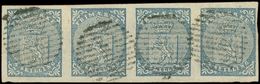 NORVEGE 1 : 4s. Bleu, BANDE De 4 Obl. Cercle De Barres, TB - Used Stamps